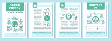 Alternatif enerji broşür şablonu düzeni. Yeşil teknoloji. El ilanı, broşür, doğrusal resimli broşür baskı tasarımı. Vektör sayfa düzenleri için dergi, yıllık raporlar, reklam afişleri