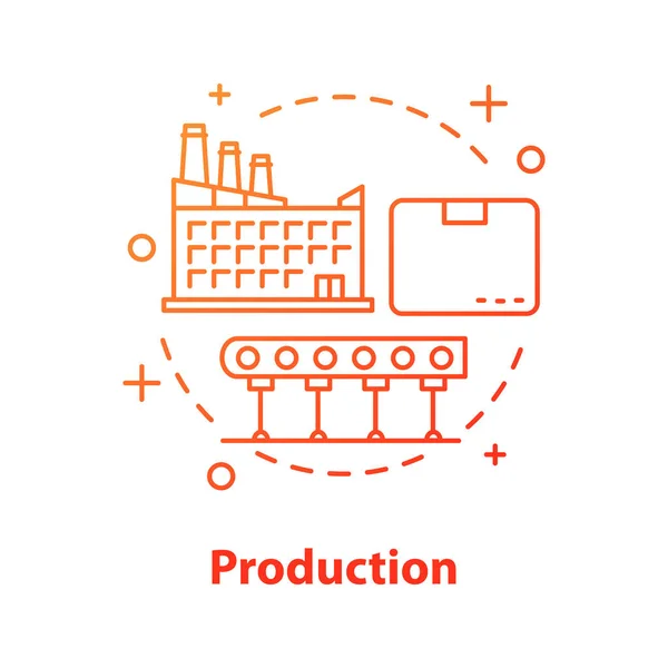 Icono Del Concepto Producción Fabricación Ilustración Línea Delgada Idea Del — Archivo Imágenes Vectoriales