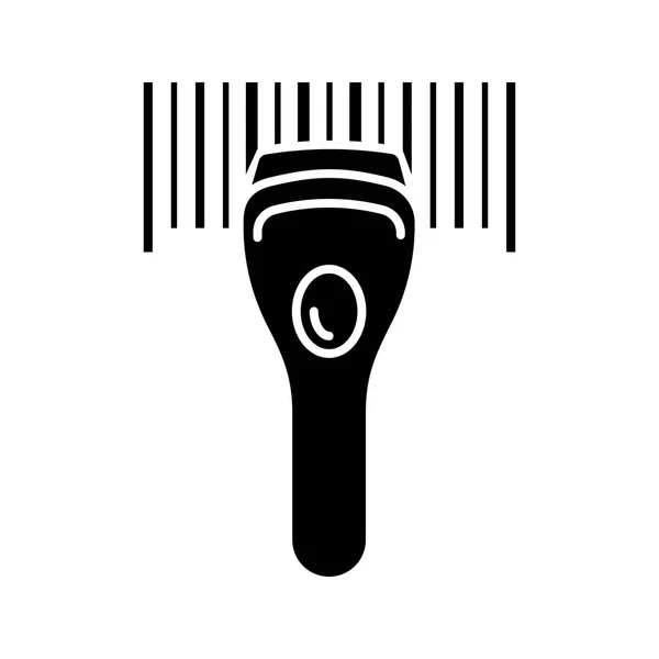 Barcode Scanning Glyph Pictogram Lineaire Barcode Handscanner Eén Dimensionale Code — Stockvector