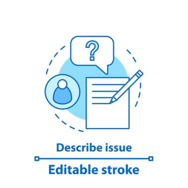 Sayı kavramı simgesini açıklar. SSS hizmet fikir ince hat illüstrasyon. Soruyu sor. Servisini destekleyen. İzole anahat çizim vektör. Düzenlenebilir kontur