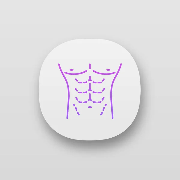 Mannelijk Lichaam Contouren Chirurgie App Pictogram Coolsculpting Mannelijke Buikcorrectie Mens — Stockvector