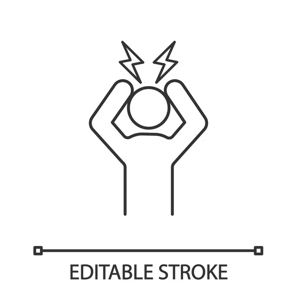 Hoofdpijn Lineaire Pictogram Woede Irritatie Illustratie Van Dunne Lijn Frustratie — Stockvector