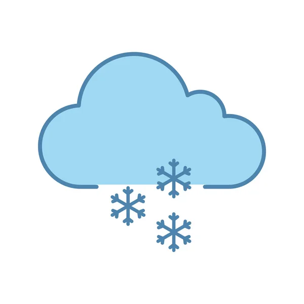 浅雪颜色图标 下雪的天气 云和雪花 天气预报 孤立向量例证 — 图库矢量图片