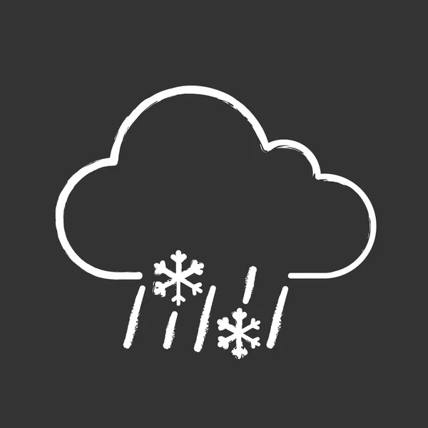 Icono Tiza Del Tiempo Aguanieve Nieve Húmeda Nieve Mixta Lluvia — Vector de stock