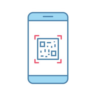 Smartphone uygulama renk simgesi tarama Qr kodu. Matrix barkod tarayıcı. 2D kod cep telefonu okuyucu. İzole vektör çizim