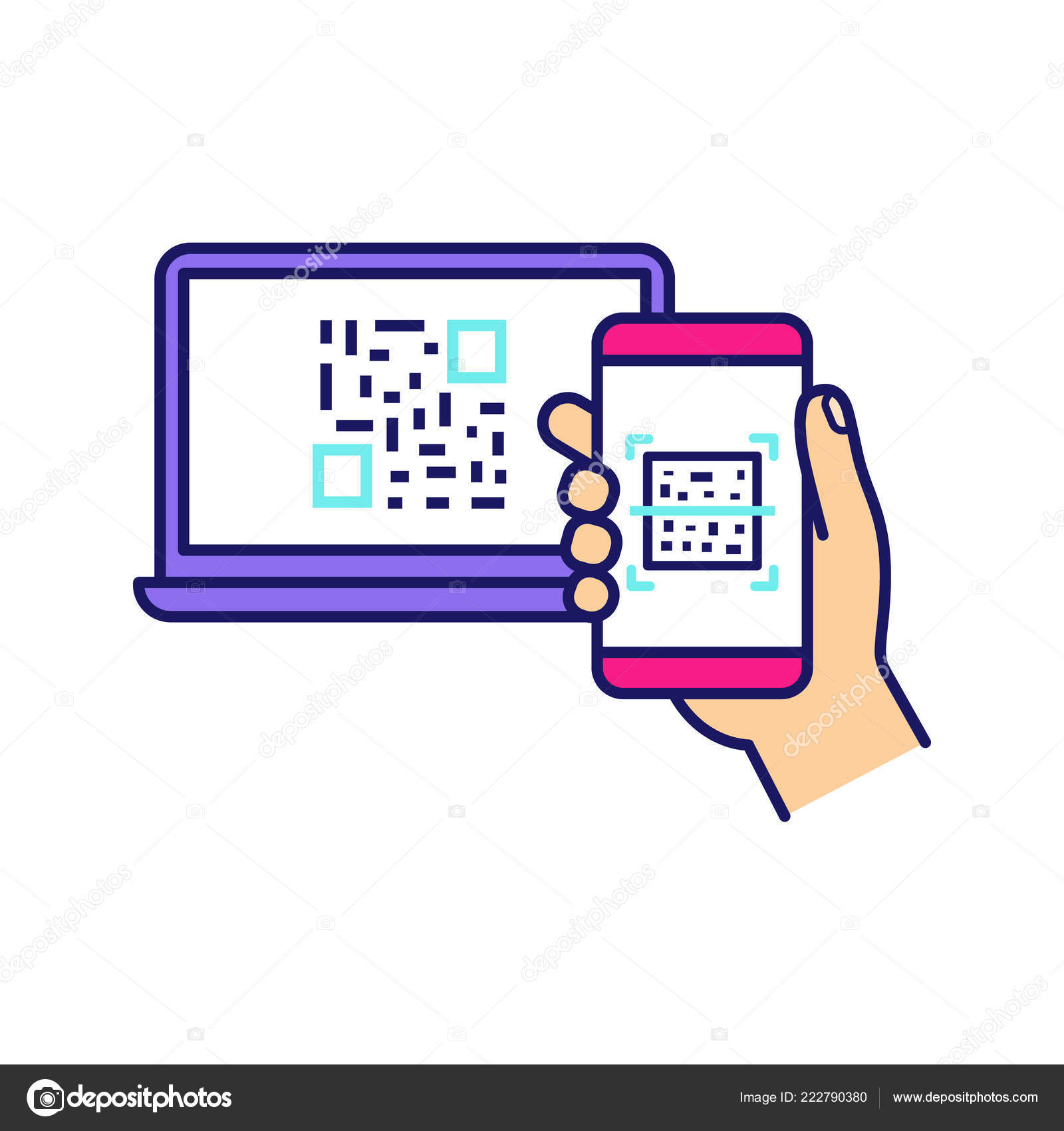 Code Icône Couleur Balayage Smartphone App Autorisation