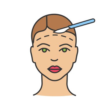 Facelift ameliyat renk simgesi. Yüz plastik cerrahi. Cerrahi yüz gençleştirme. İzole vektör çizim