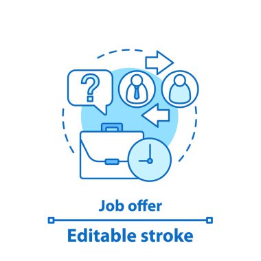 İş teklif kavramı simge. İş anlaşma fikir ince hat illüstrasyon. Yönetimi. Danışmanlığı. İzole anahat çizim vektör. Düzenlenebilir kontur