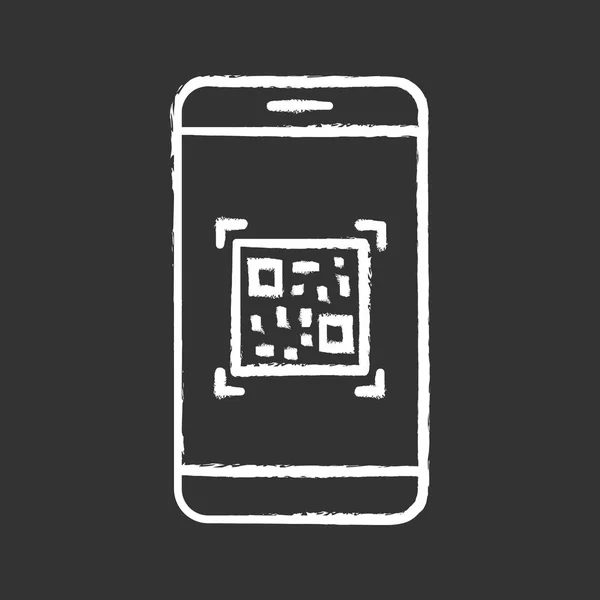 Escaneo Código Icono Tiza Aplicación Smartphone Escáner Código Barras Matrix — Vector de stock