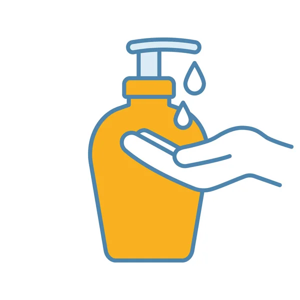 Handzeep Kleurenpictogram Vloeibare Antibacteriële Zeep Handen Desinfecteren Geïsoleerde Vectorillustratie — Stockvector