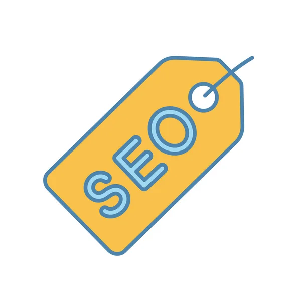 Ikona Kolor Tagi Seo Meta Tagi Optymalizacji Wyszukiwania Seo Marketing — Wektor stockowy