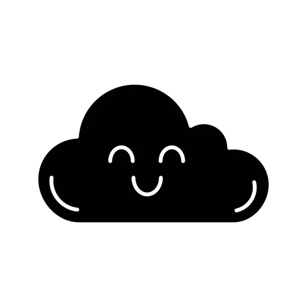 Lachende Wolk Glyph Pictogram Gemakkelijk Cloud Computing Goede Weersverwachting Emoji — Stockvector