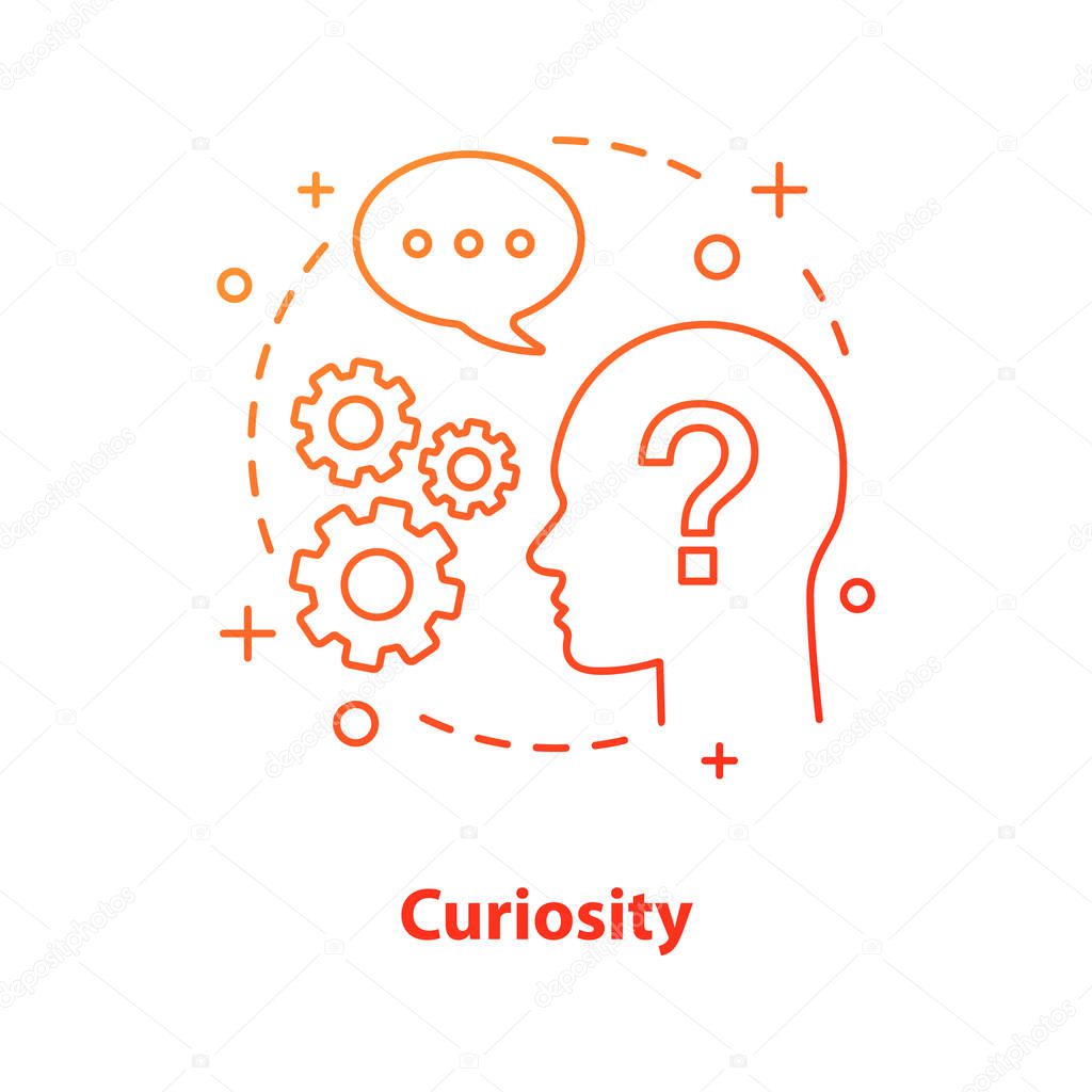 Curiosity concept icon. Problem solving idea thin line illustration. Confusion. Thinking. Vector isolated outline drawing