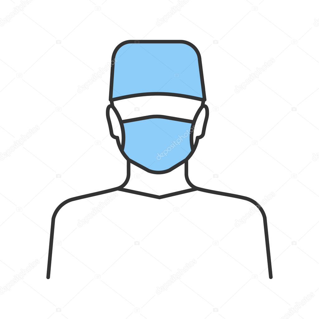 Plastic surgeon color icon. Doctor, therapist, general practitioner. Medical worker. Dentist. Isolated vector illustration