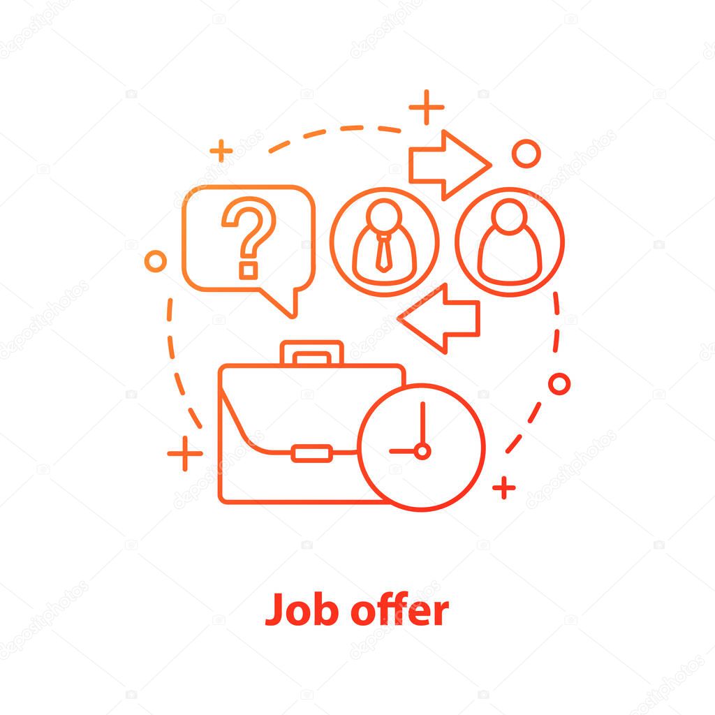 Job offer concept icon. Business deal idea thin line illustration. Management. Headhunting. Vector isolated outline drawing