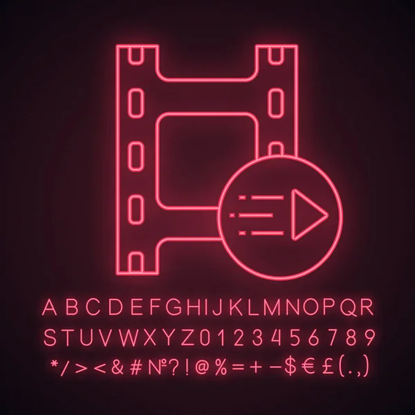Motion Graphics Neonlicht Symbol Animation Multimedia Player Video Abspielen Filmstreifen — Stockvektor