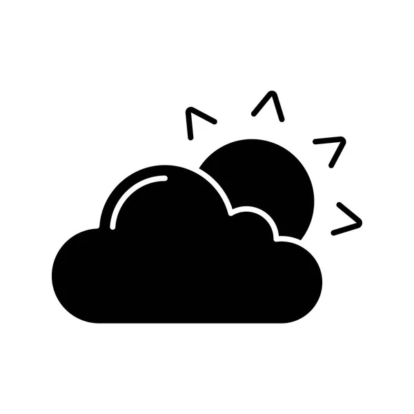 Gedeeltelijk Bewolkt Glyph Pictogram Bewolkt Weer Zon Met Wolken Weersverwachting — Stockvector