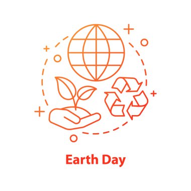 Ekoloji kavramı simge. Dünya günü. Çevre koruma fikir ince hat illüstrasyon. Çizim vektör izole anahat