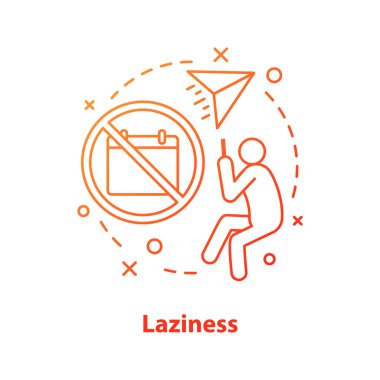 Tembellik kavramı simge. Erteleme fikir ince hat illüstrasyon. Vakit kaybediyoruz. Çizim vektör izole anahat