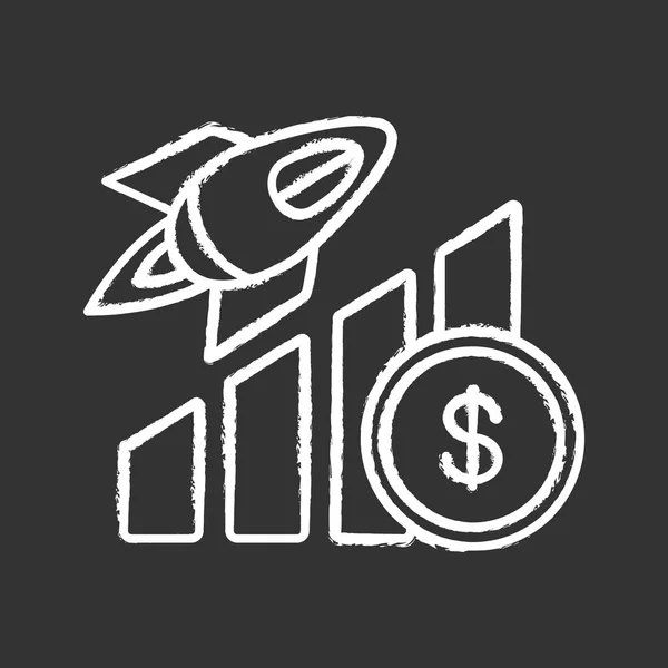 Business Growth Chalk Icon Startup Development Stock Market Growth Chart — Stock Vector