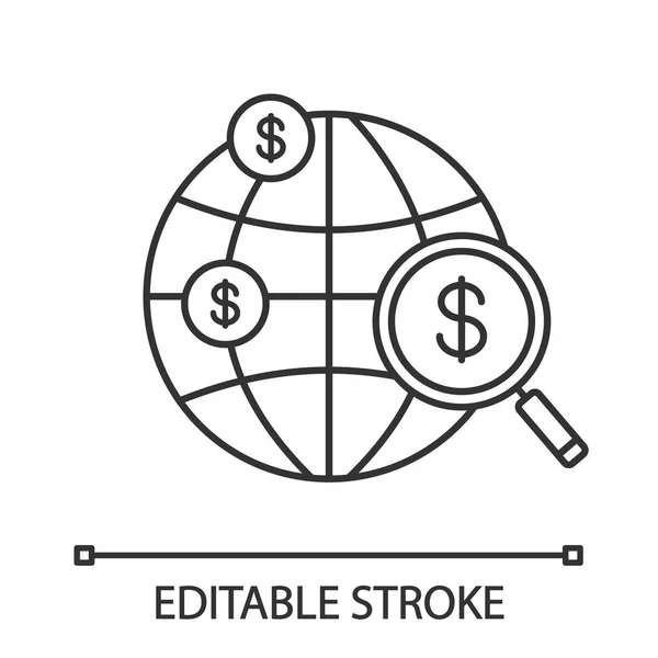 Icono Lineal Investigación Inversión Ilustración Línea Delgada Crowdfunding Inversión Financiación — Vector de stock