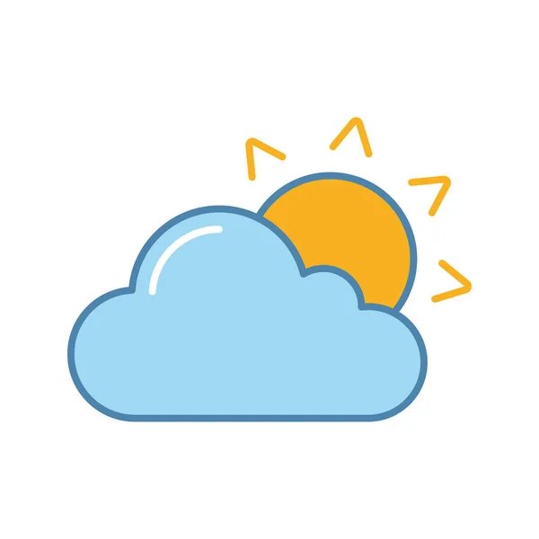 Icona Colore Parzialmente Nuvoloso Tempo Nuvoloso Sole Con Nuvole Previsioni — Vettoriale Stock
