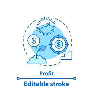 Kar büyüme kavramı simge. Gelir fikir ince hat illüstrasyon. İş geliştirme. Başlangıç. Para kazanmak. Tohum para. İzole anahat çizim vektör. Düzenlenebilir kontur