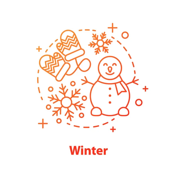 Wintersaisonkonzept Schneebedecktes Wetter Idee Dünne Linie Illustration Winterunterhaltung Schneemannbau Vektor — Stockvektor