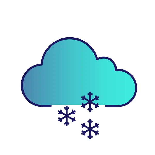 Leichtes Schneefarben Symbol Winter Schneewetter Wolken Und Schneeflocken Wettervorhersage Isolierte — Stockvektor
