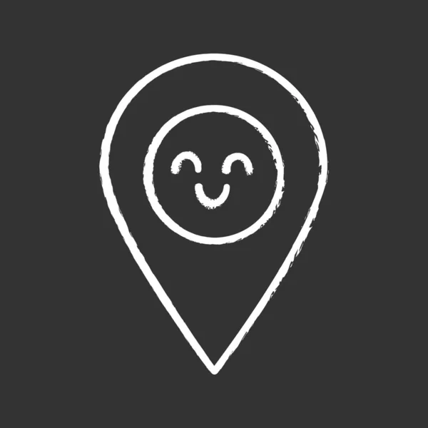 Icono Tiza Carácter Pin Mapa Sonriente Navegación Gps Fácil Buen — Archivo Imágenes Vectoriales