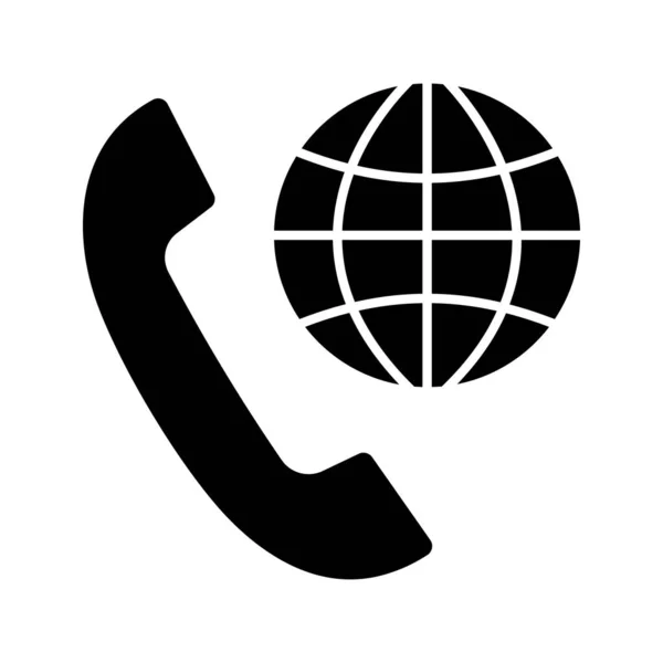 Дзвінки Кордон Значок Гліфа Міжнародний Роумінг Гарнітура Глобусом Силуетний Символ — стоковий вектор