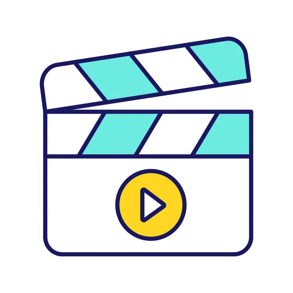 Filmen Kleur Pictogram Filmindustrie Filmklapper Tijd Code Leisteen Videoproductie Cinematografie — Stockvector