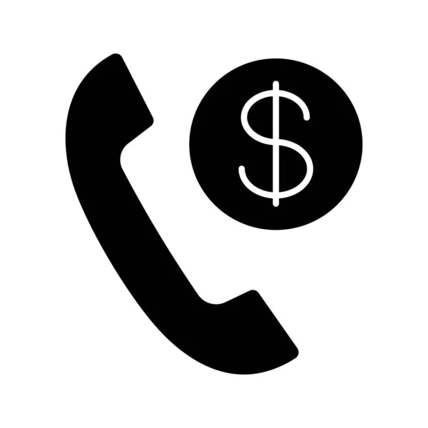 Ücretleri Glif Simgesini Arayın Siluet Simge Arama Ödeme Telefon Tarife — Stok Vektör
