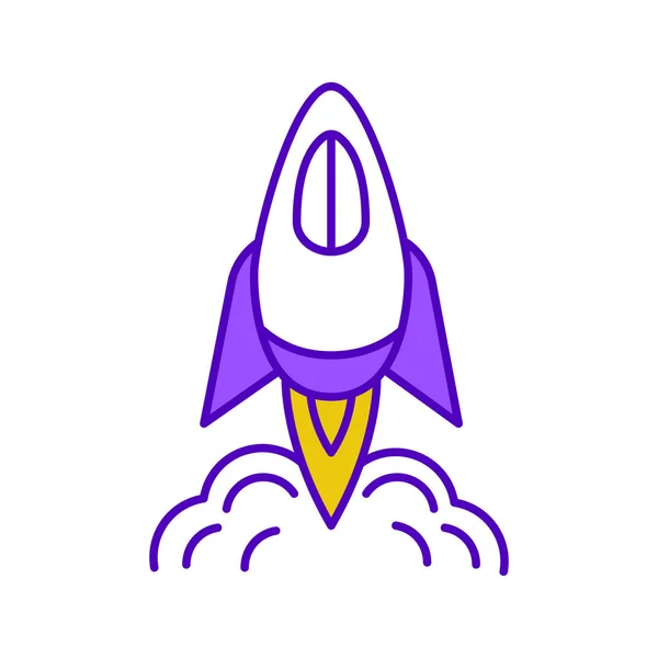 Startup Launch Color Icon Start Business Rocket Spaceship Spacecraft Project — Stock Vector