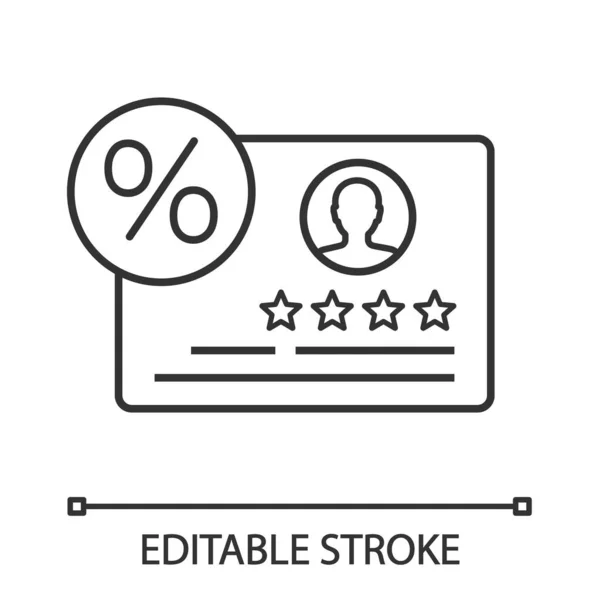 顧客ロイヤルティ プログラム線形アイコン 良いと優れたレビュー割合です 細い線の図 クライアントのフィードバックを分析します 輪郭のシンボル ベクトル分離外形図します 編集可能なストローク — ストックベクタ