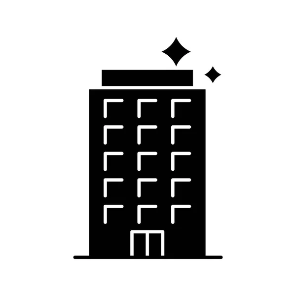 オフィス クリーニングのグリフのアイコン シルエットのシンボル アパートメントの清掃サービス 否定的なスペース 分離したベクトル図 — ストックベクタ