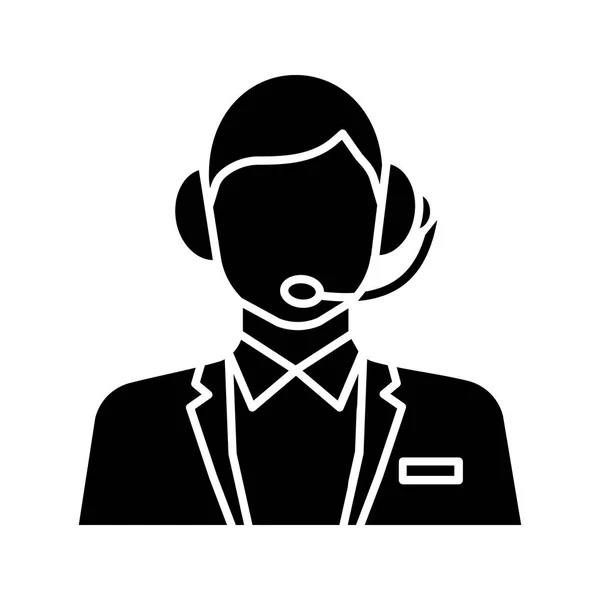 Kundensupport Glyphen Symbol Callcenter Betreiber Kundenbetreuungsdienst Hotline Website Manager Silhouette — Stockvektor