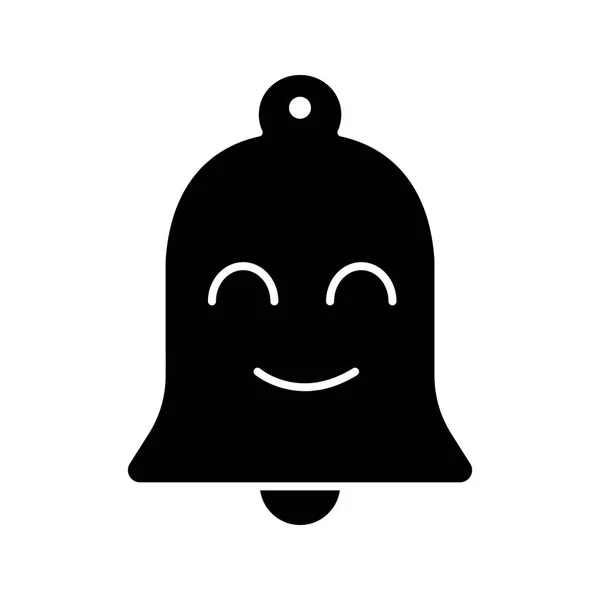 Glyphe Cloche Souriant Icône Joyeuses Notifications Annonces Alarme Rappel Emoji — Image vectorielle