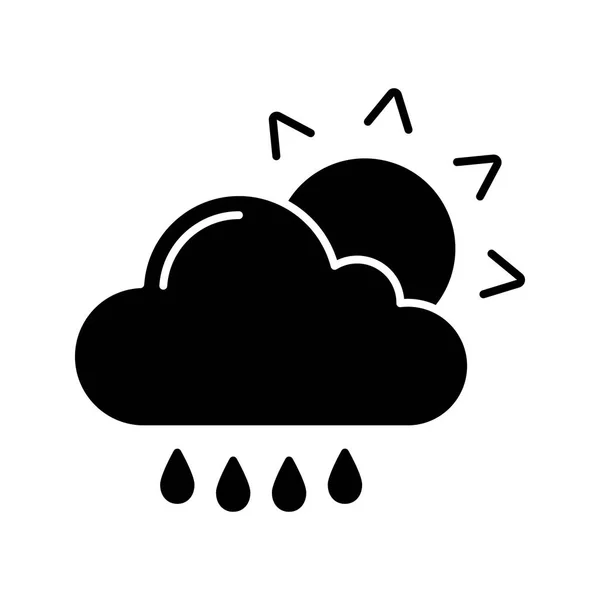 Pioggia Con Icona Del Glifo Del Sole Tempo Soleggiato Piovoso — Vettoriale Stock