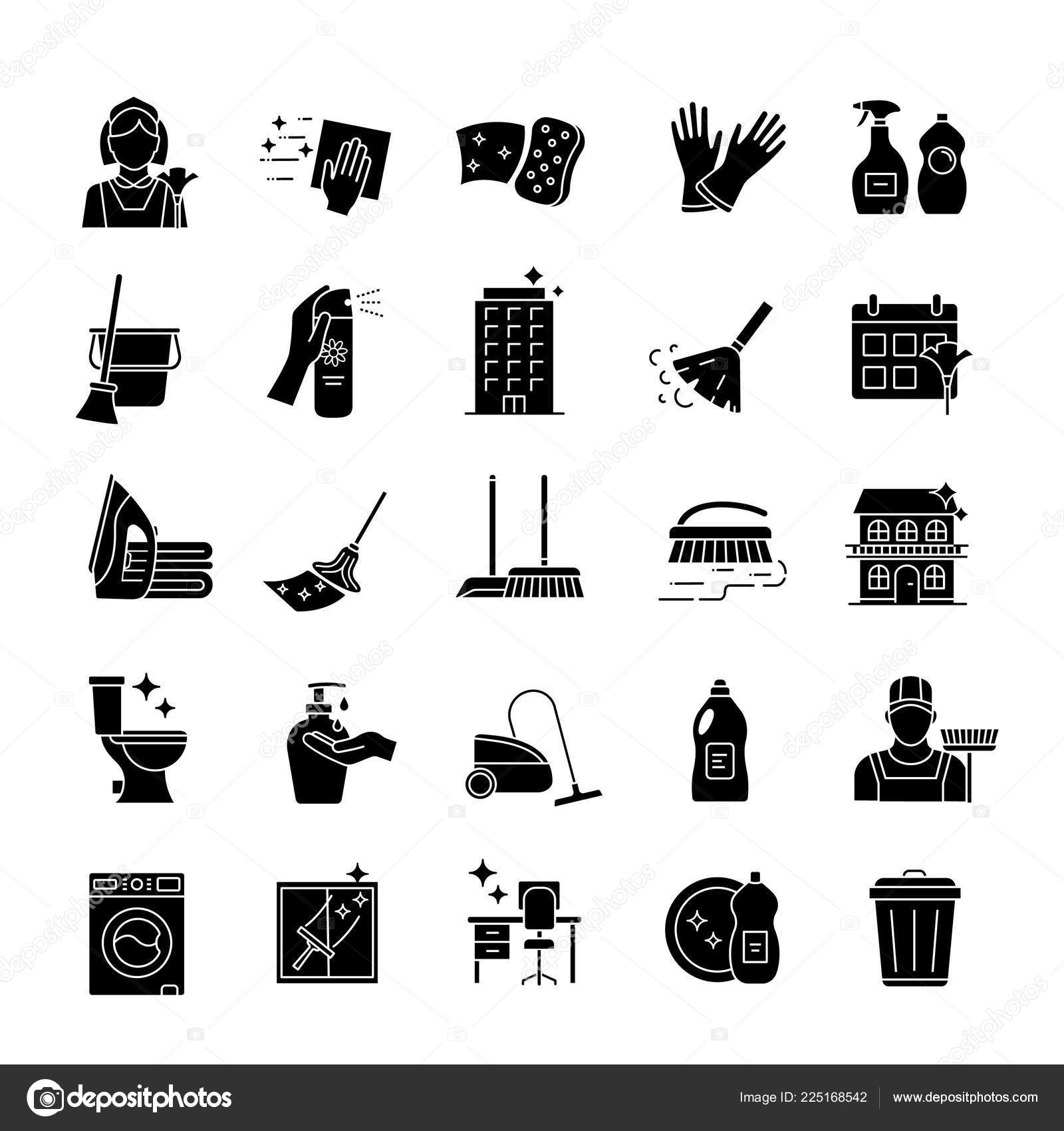 Set home cleaning products housekeeping icons Vector Image