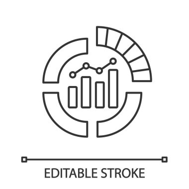 Halka arz doğrusal simgesi. Halka arz. İnce hat illüstrasyon. Borsa piyasaya. Pazar Analizi grafiği. İş Analizi. İstatistikler. İzole anahat çizim vektör. Düzenlenebilir kontur