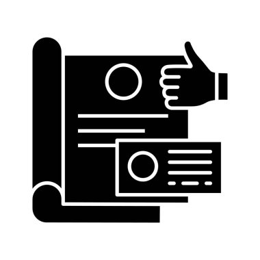 Marka tasarım glif simgesi. Marka kitap. Kurumsal kimlik. Başlangıç logosu. Siluet simge. Negatif alan. İzole vektör çizim