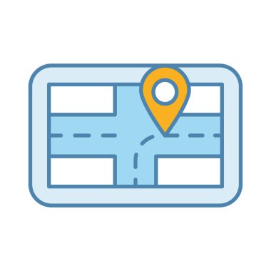 Araba Gps navigator renk simgesi. Yüksek değerli özerk araç navigasyon. Rota arama aygıtı. Yol tarifi alma. Dijital eşleme. İzole vektör çizim