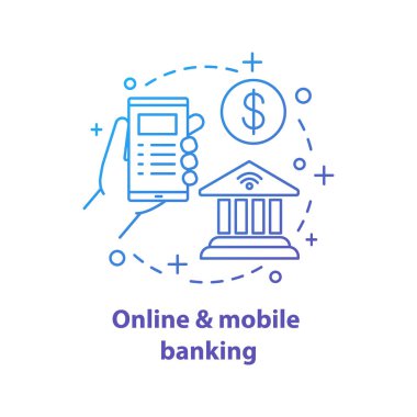 Internet bankacılığı kavramı simge. Para hareket fikir ince hat illüstrasyon. Online ödeme. Dijital Cüzdan. Çizim vektör izole anahat