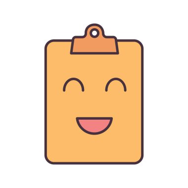 Gülümseyen pano renk simgesi. Test tamamlandı. Başarılı muayene. Mutlu pano. İyi sonuçlar. Emoji, ifade. İzole vektör çizim