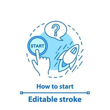 Statup denize indirmek kavramı simge. Fikir ince hat illüstrasyon öğrenmeye başlayın. Bir başlangıç. İş geliştirme. Proje yönetimi. İzole anahat çizim vektör. Düzenlenebilir kontur