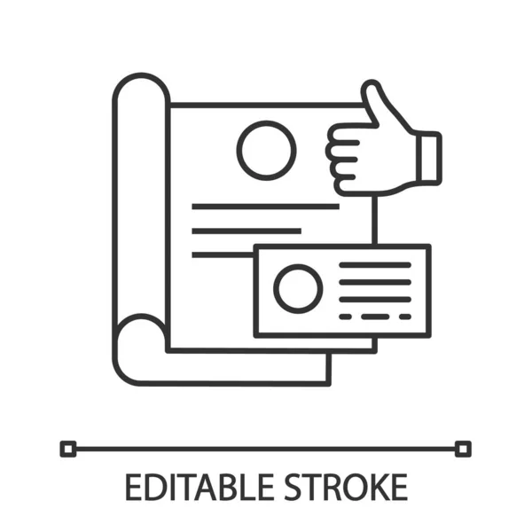Icono Lineal Diseño Marca Ilustración Línea Delgada Libro Marcas Identidad — Vector de stock