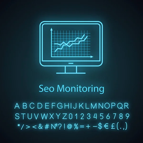Site Ranking Ícone Luz Néon Monitoramento Seo Smm Estatísticas Seo — Vetor de Stock