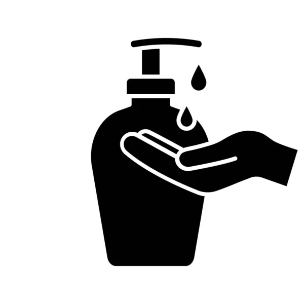 Hand Soap Glyph Icon Silhouette Symbol Liquid Antibacterial Soap Hands — Stock Vector