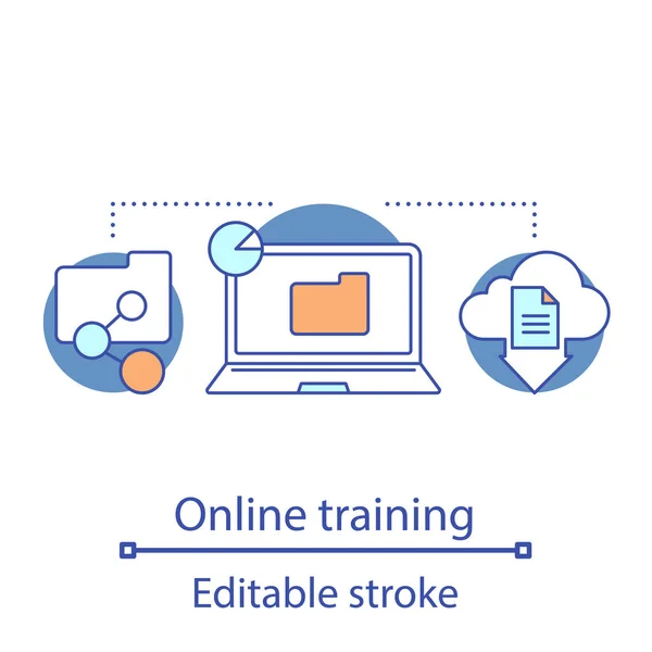 Online Schulungskonzept Learning Datei Manager Idee Dünne Linie Illustration Cloud — Stockvektor
